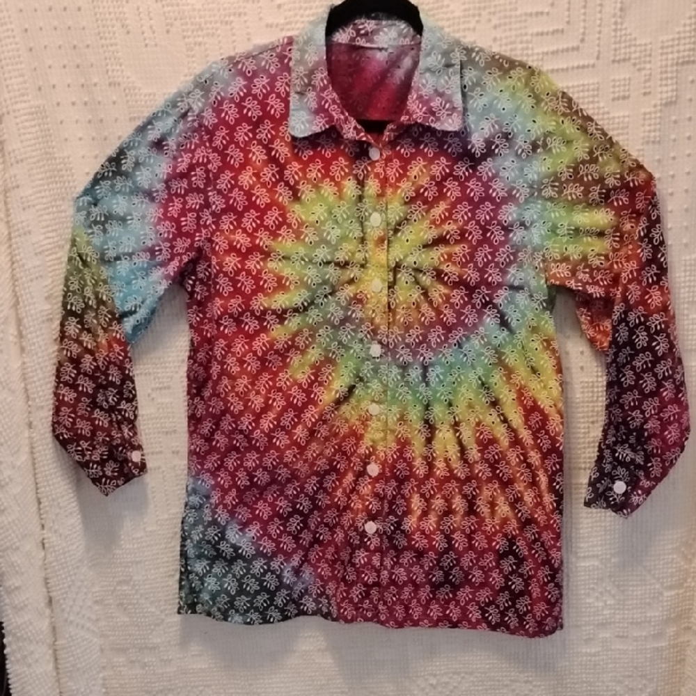 Colorful Tie-Dye Button-Up Shirt